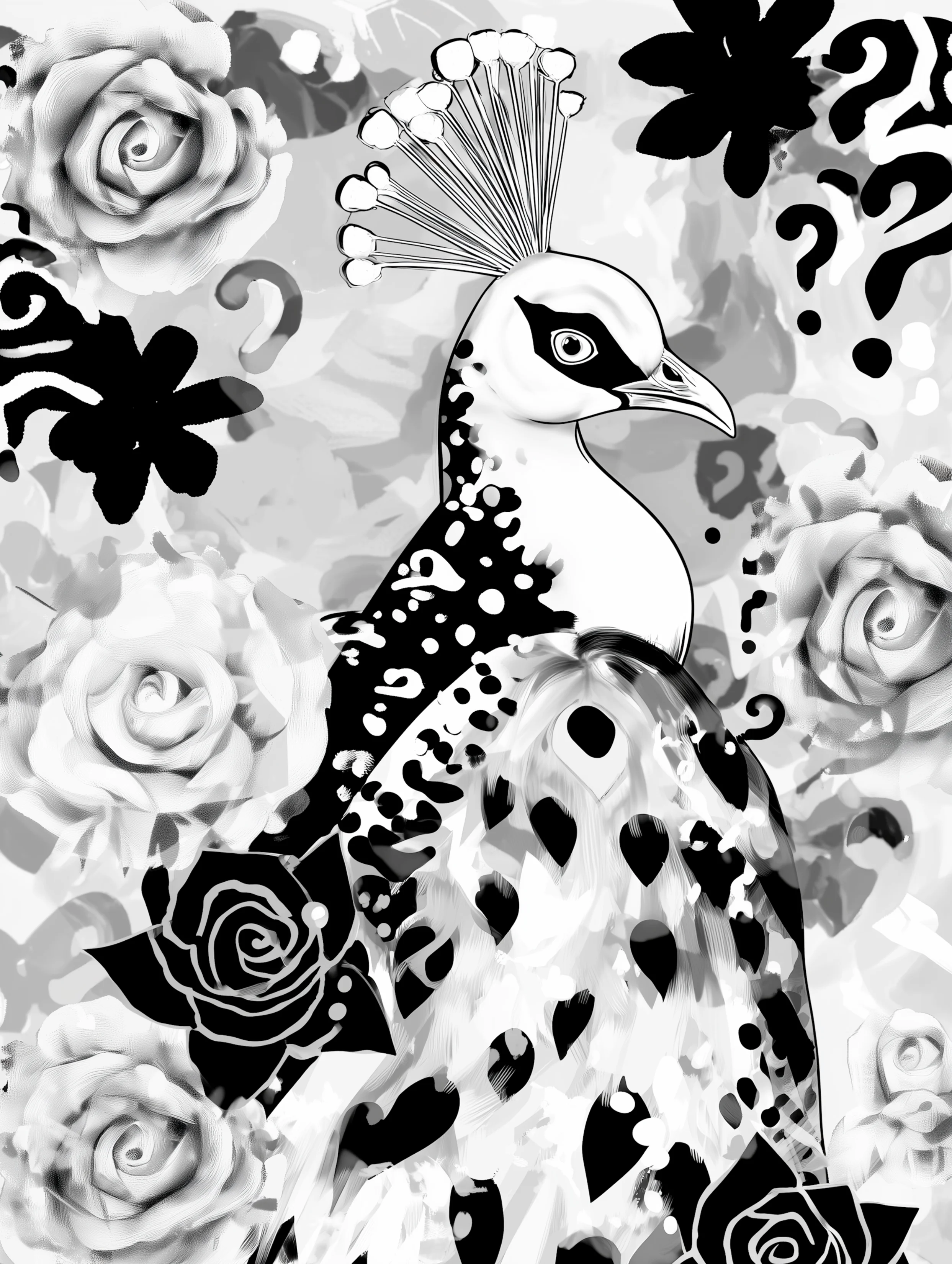 Free printable coloring page of peacock for adults featuring another white peacock